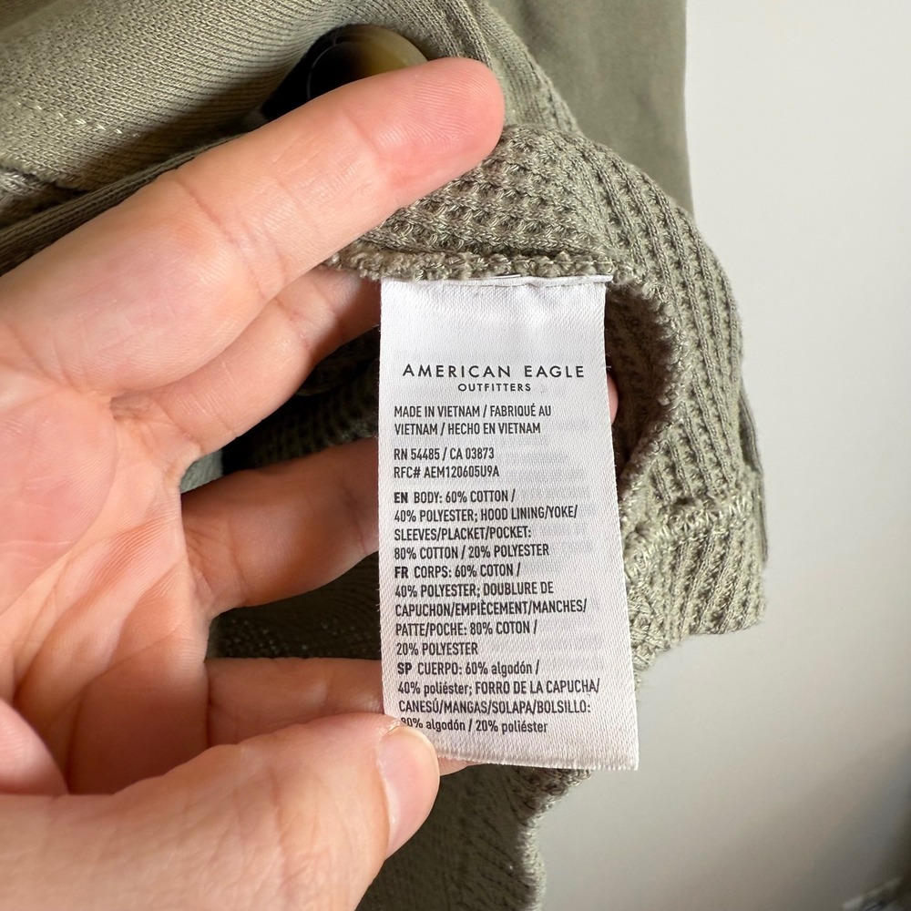 American Eagle Seriously Lived-In Hoodie Shacket XS Small Waffle Knit Button Up - Picture 4 of 5